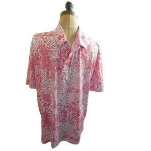 Yatta Golf Size L Large Men's Artsy Palm Tree Print Golf Shirt
